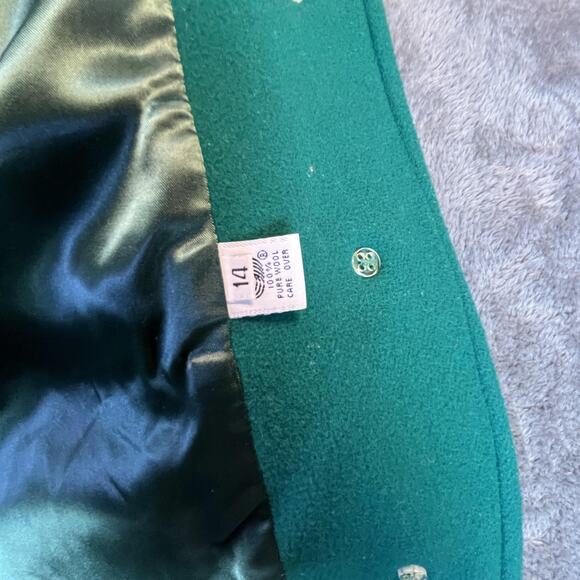 Vintage Teal Wool Coat by American Bazaar Size 14 Made in USA - Picture 12 of 16